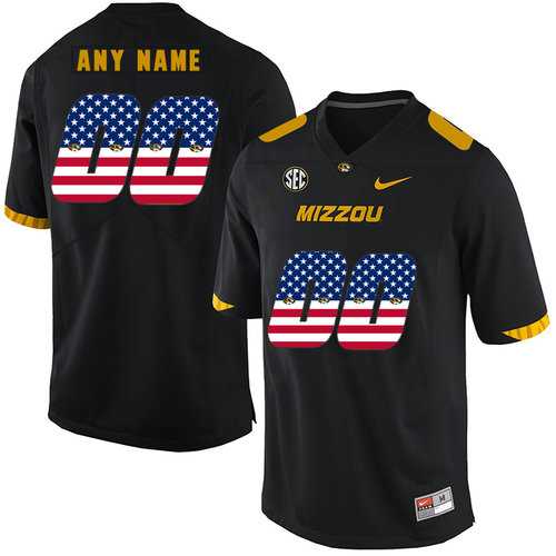 Mens Missouri Tigers Customized Black USA Flag Nike College Football Jersey